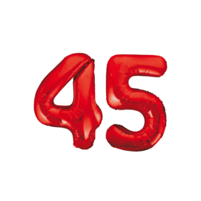 Folieballon 45 jaar rood 86cm