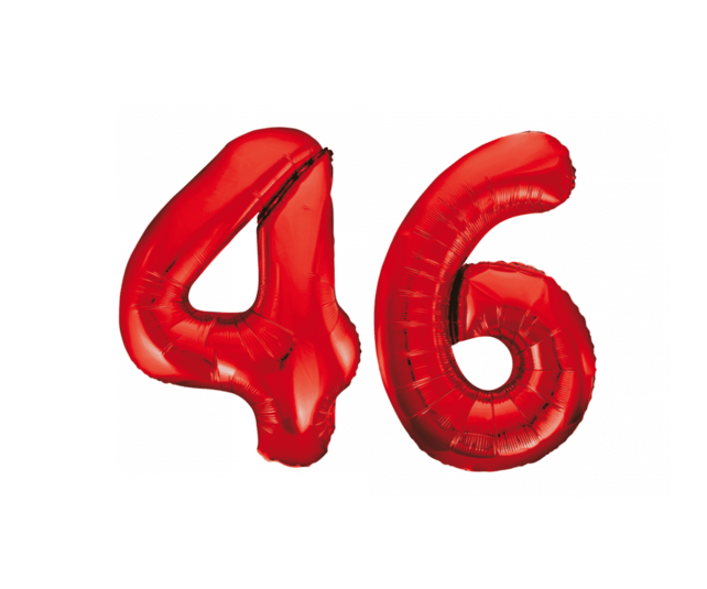 Folieballon 46 jaar rood 86cm