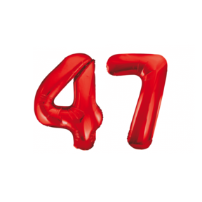 Folieballon 47 jaar rood 86cm