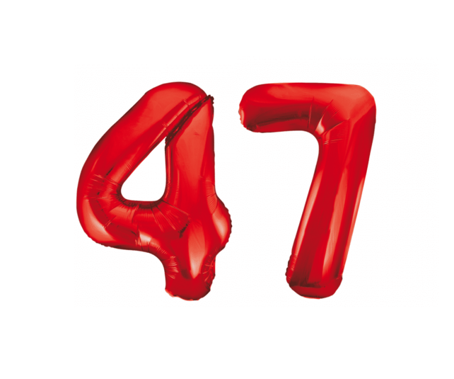 Folieballon 47 jaar rood 86cm