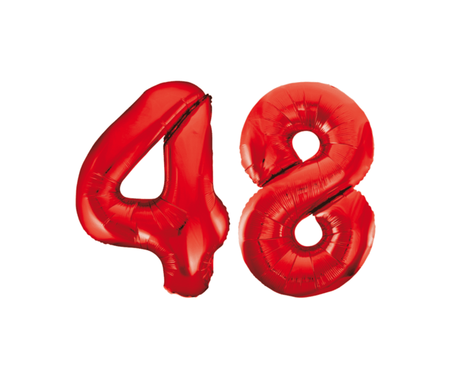 Folieballon 48 jaar rood 86cm
