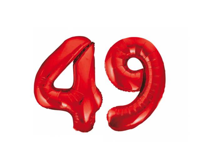 Folieballon 49 jaar rood 86cm