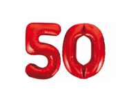 Folieballon 50 jaar rood 86cm
