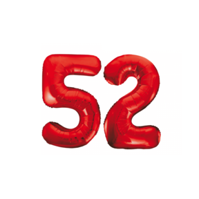 Folieballon 52 jaar rood 86cm
