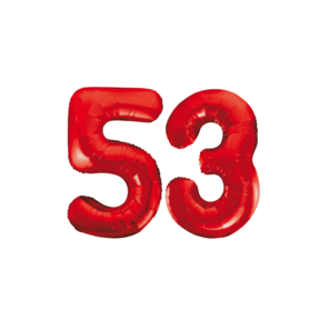 Folieballon 53 jaar rood 86cm