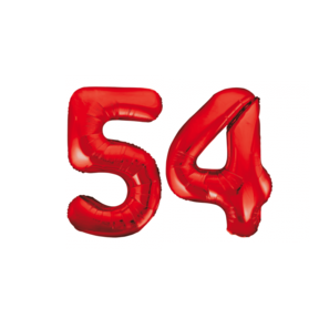 Folieballon 54 jaar rood 86cm