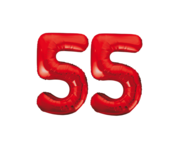 Folieballon 55 jaar rood 86cm
