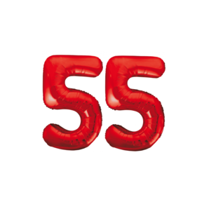 Folieballon 55 jaar rood 86cm