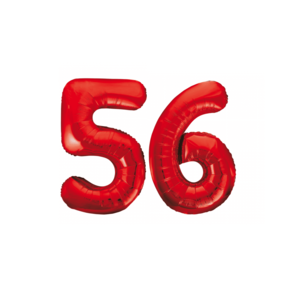 Folieballon 56 jaar rood 86cm