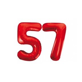 Folieballon 57 jaar rood 86cm