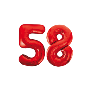 Folieballon 58 jaar rood 86cm