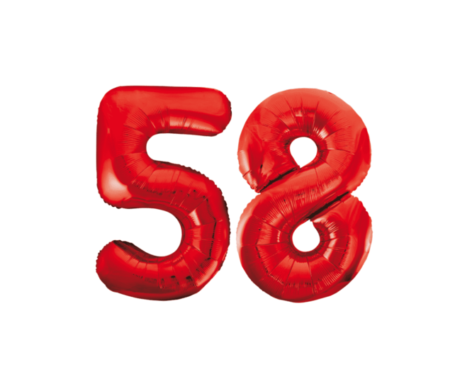 Folieballon 58 jaar rood 86cm