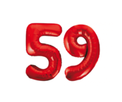 Folieballon 59 jaar rood 86cm