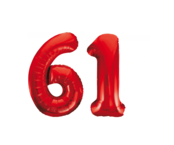 Folieballon 61 jaar rood 86cm