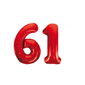 Folieballon 61 jaar rood 86cm