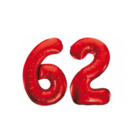 Folieballon 62 jaar rood 86cm