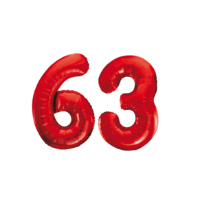 Folieballon 63 jaar rood 86cm