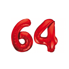 Folieballon 64 jaar rood 86cm