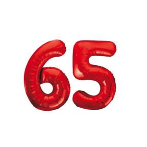 Folieballon 65 jaar rood 86cm
