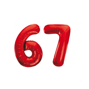 Folieballon 67 jaar rood 86cm