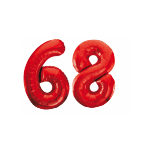 Folieballon 68 jaar rood 86cm