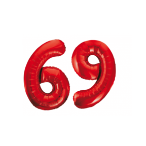 Folieballon 69 jaar rood 86cm