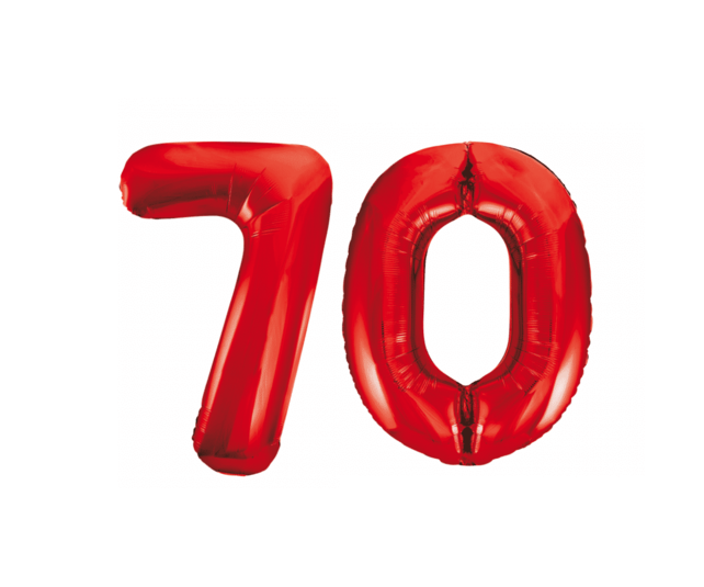 Folieballon 70 jaar rood 86cm