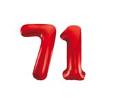 Folieballon 71 jaar rood 86cm
