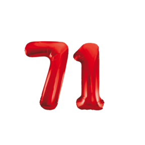 Folieballon 71 jaar rood 86cm