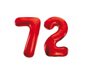 Folieballon 72 jaar rood 86cm