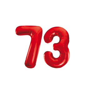 Folieballon 73 jaar rood 86cm