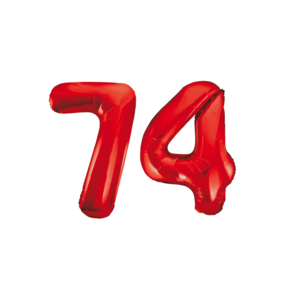 Folieballon 74 jaar rood 86cm