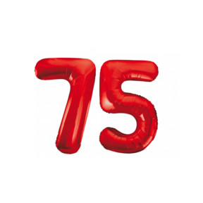 Folieballon 75 jaar rood 86cm