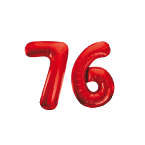 Folieballon 76 jaar rood 86cm