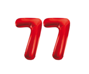 Folieballon 77 jaar rood 86cm