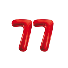 Folieballon 77 jaar rood 86cm