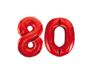 Folieballon 80 jaar rood 86cm