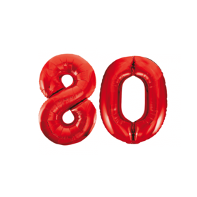 Folieballon 80 jaar rood 86cm