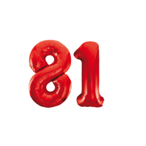 Folieballon 81 jaar rood 86cm