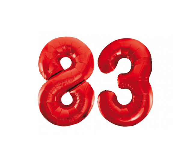 Folieballon 83 jaar rood 86cm