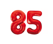 Folieballon 85 jaar rood 86cm