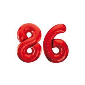 Folieballon 86 jaar rood 86cm