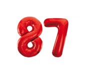 Folieballon 87 jaar rood 86cm
