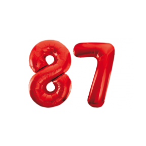 Folieballon 87 jaar rood 86cm