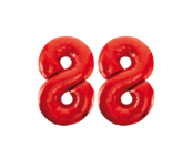 Folieballon 88 jaar rood 86cm