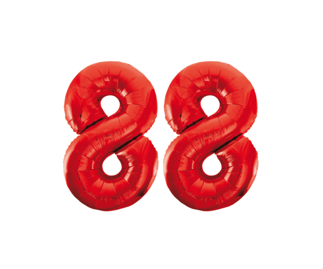 Folieballon 88 jaar rood 86cm