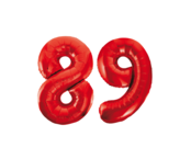 Folieballon 89 jaar rood 86cm Folieballon 89 jaar rood 86cm