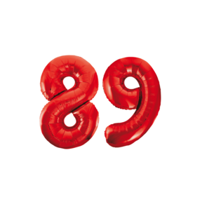 Folieballon 89 jaar rood 86cm