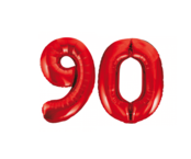 Folieballon 90 jaar rood 86cm