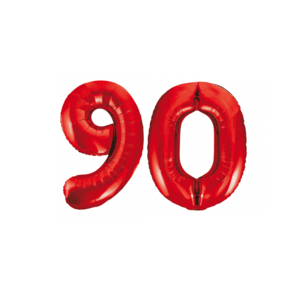 Folieballon 90 jaar rood 86cm